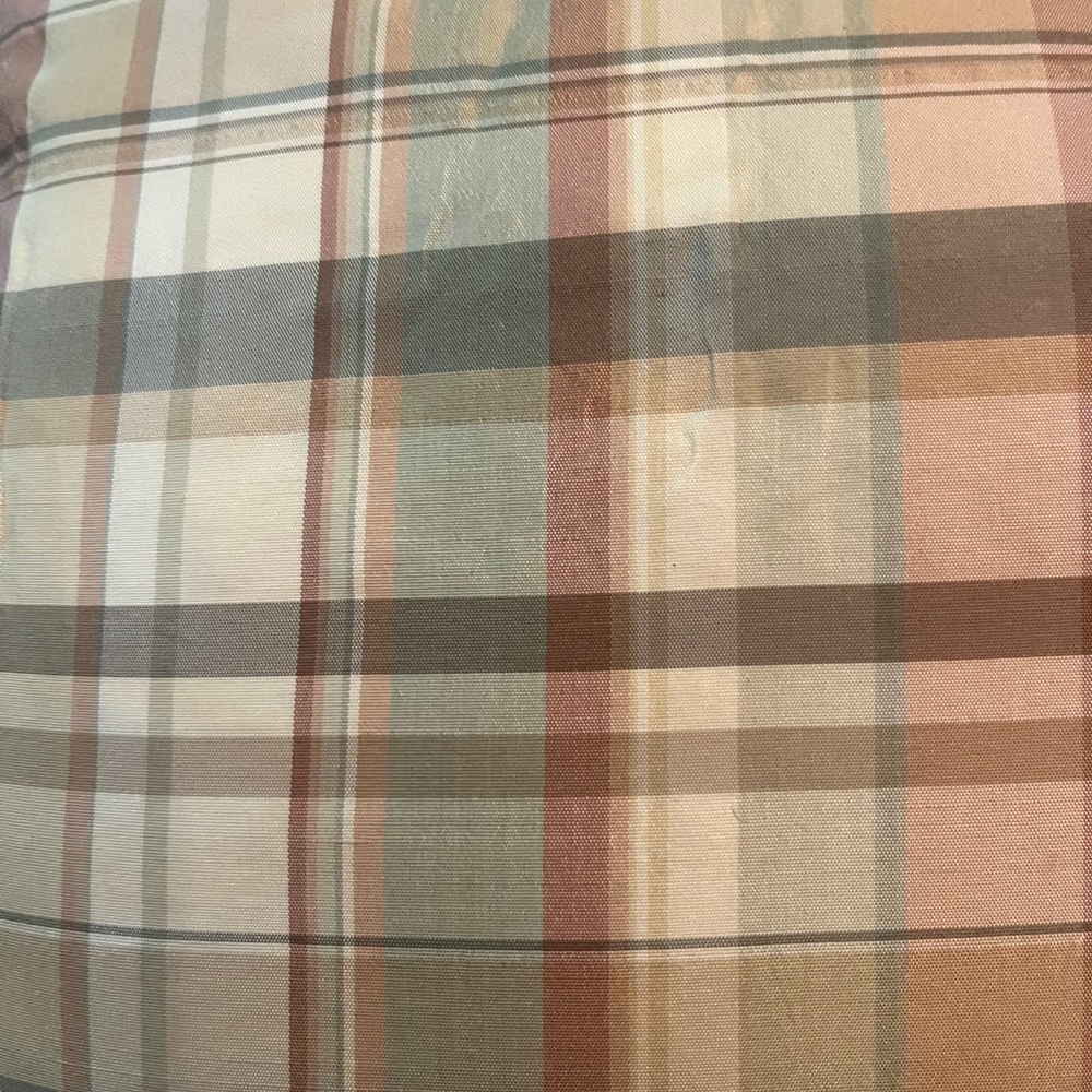 Vintage custom style Legacy silk beige Plaid Ruffled Throw Pillow set. - Picture 4 of 9